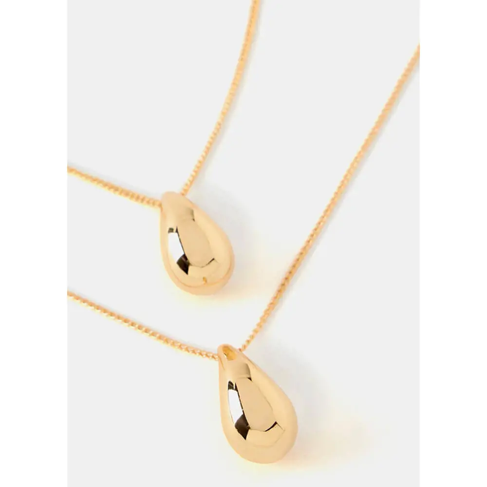 Mint Velvet Gold Tone Teardrop Layered Necklace